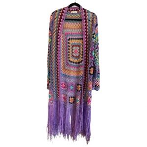 Colorful Crochet Fringe Cardigan